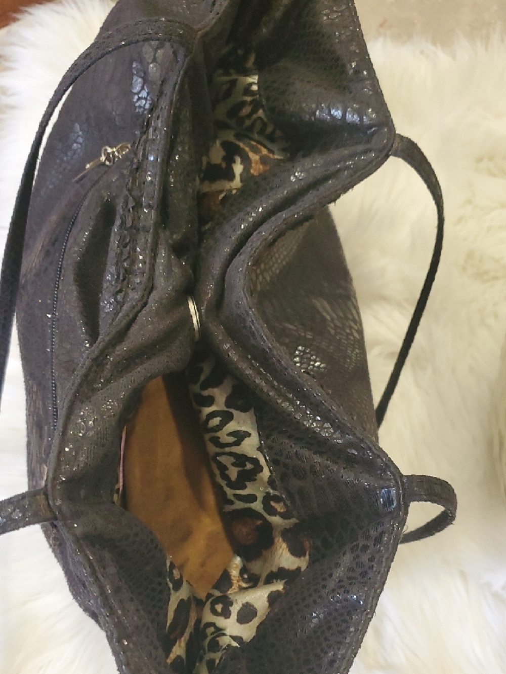 Cache Black Faux Snakeskin Tote with Long Shoulder Straps - Picture 10 of 14